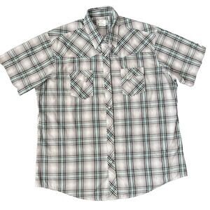 Wrangler Pearl Snap Western Wrancher Shirt Men 2XT 2X XXL Tall Rodeo Yoke Front